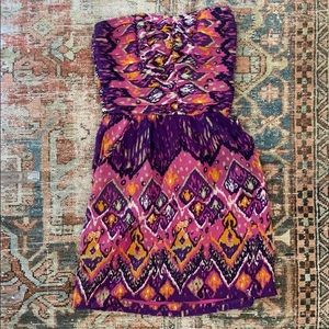 Charlie Jade Aztec Print Strapless Dress